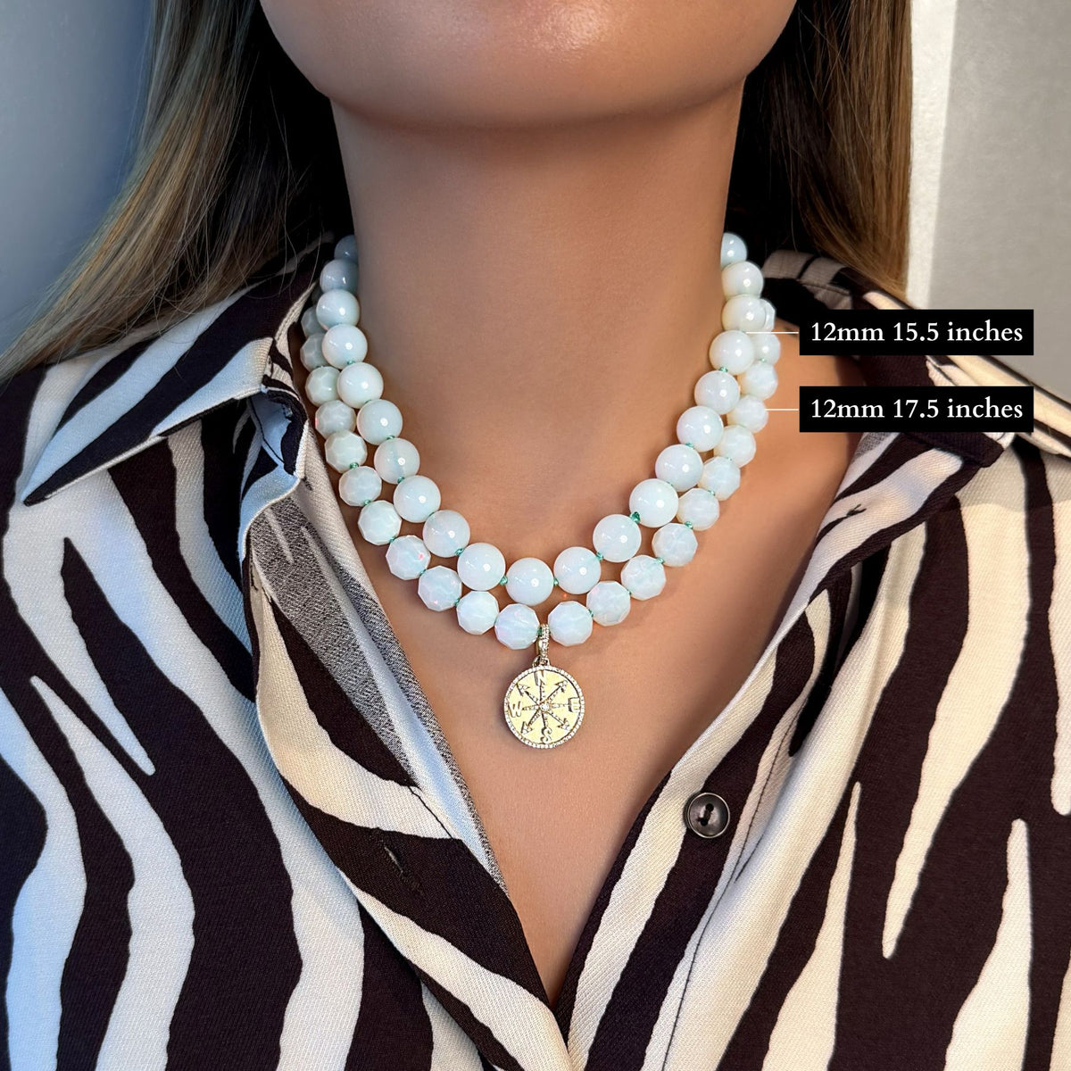 12mm Faceted Opalite Necklace