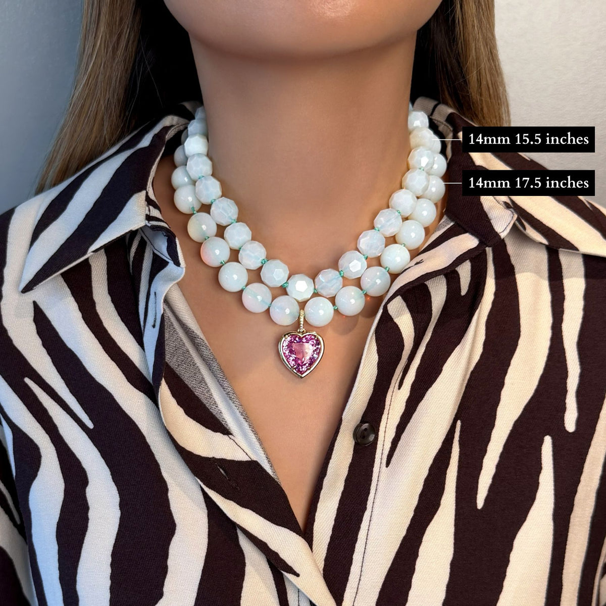 14mm Faceted Opalite Necklace