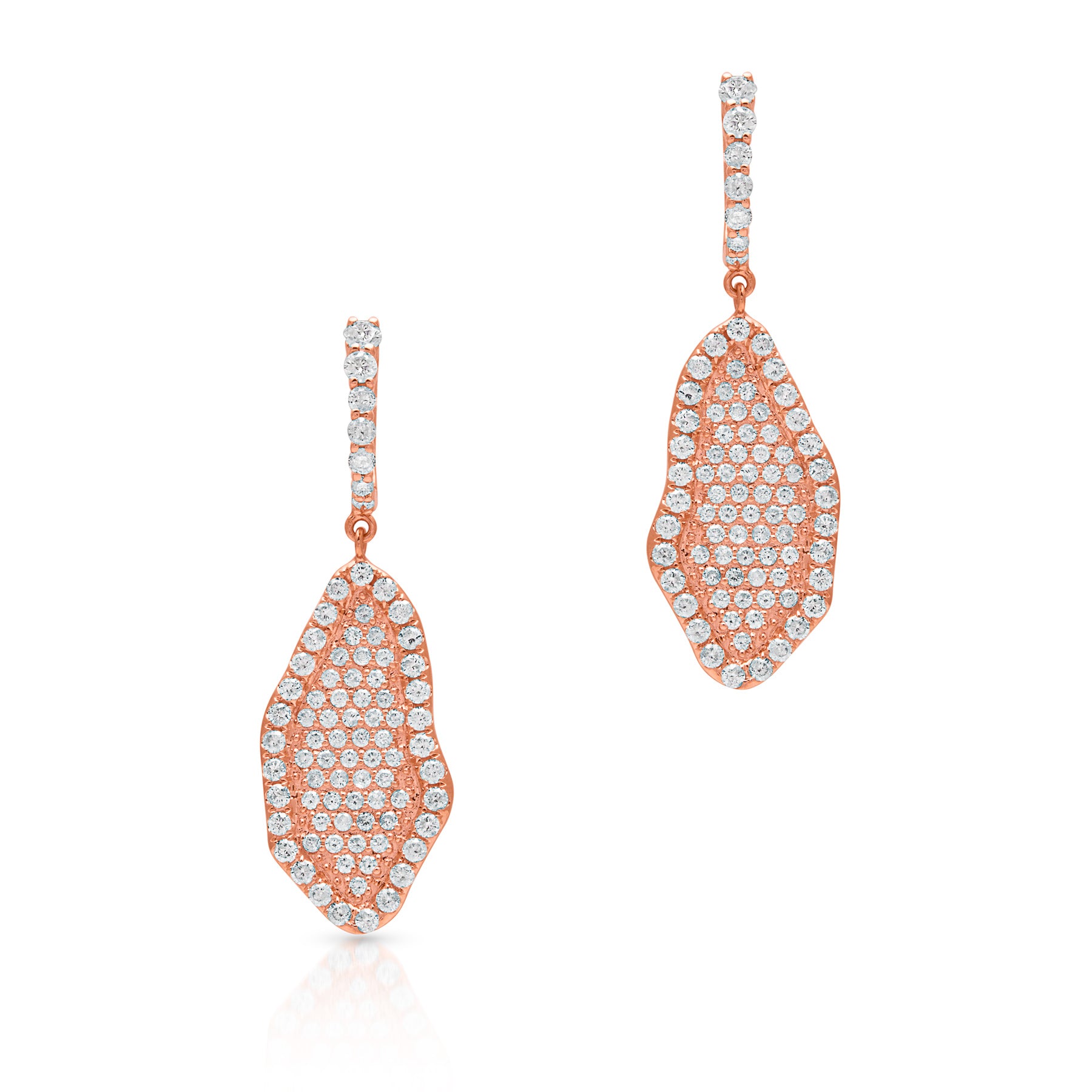 14KT Rose Gold Diamond Organic Shape Earrings