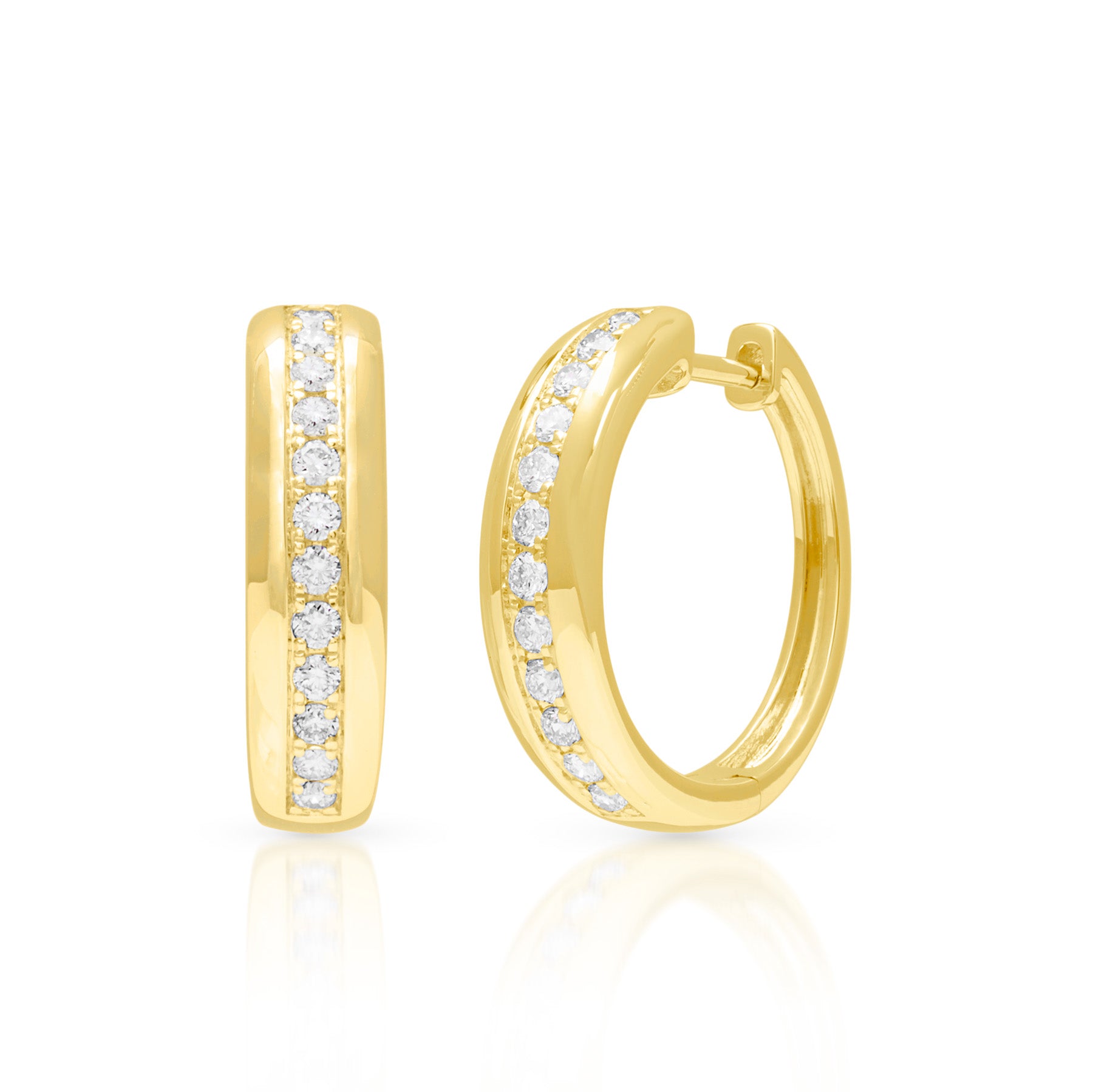 14KT Yellow Gold Diamond Oslo Hoop Earrings