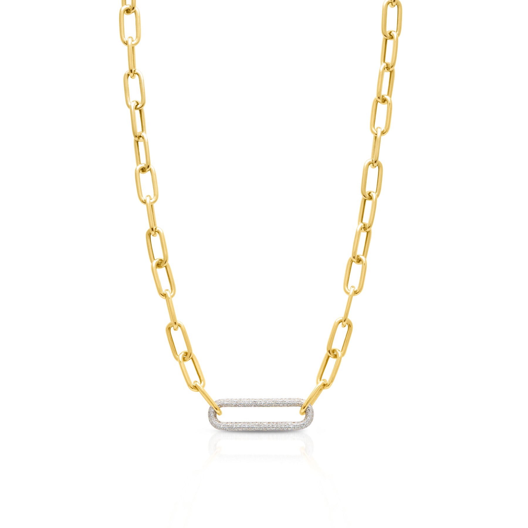 14KT Yellow Gold Diamond Jaden Chain Link Necklace