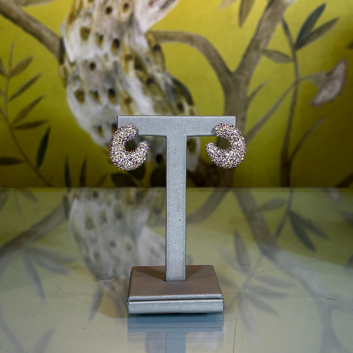 14KT Yellow Gold Pink & Yellow Sapphire Twist Earrings