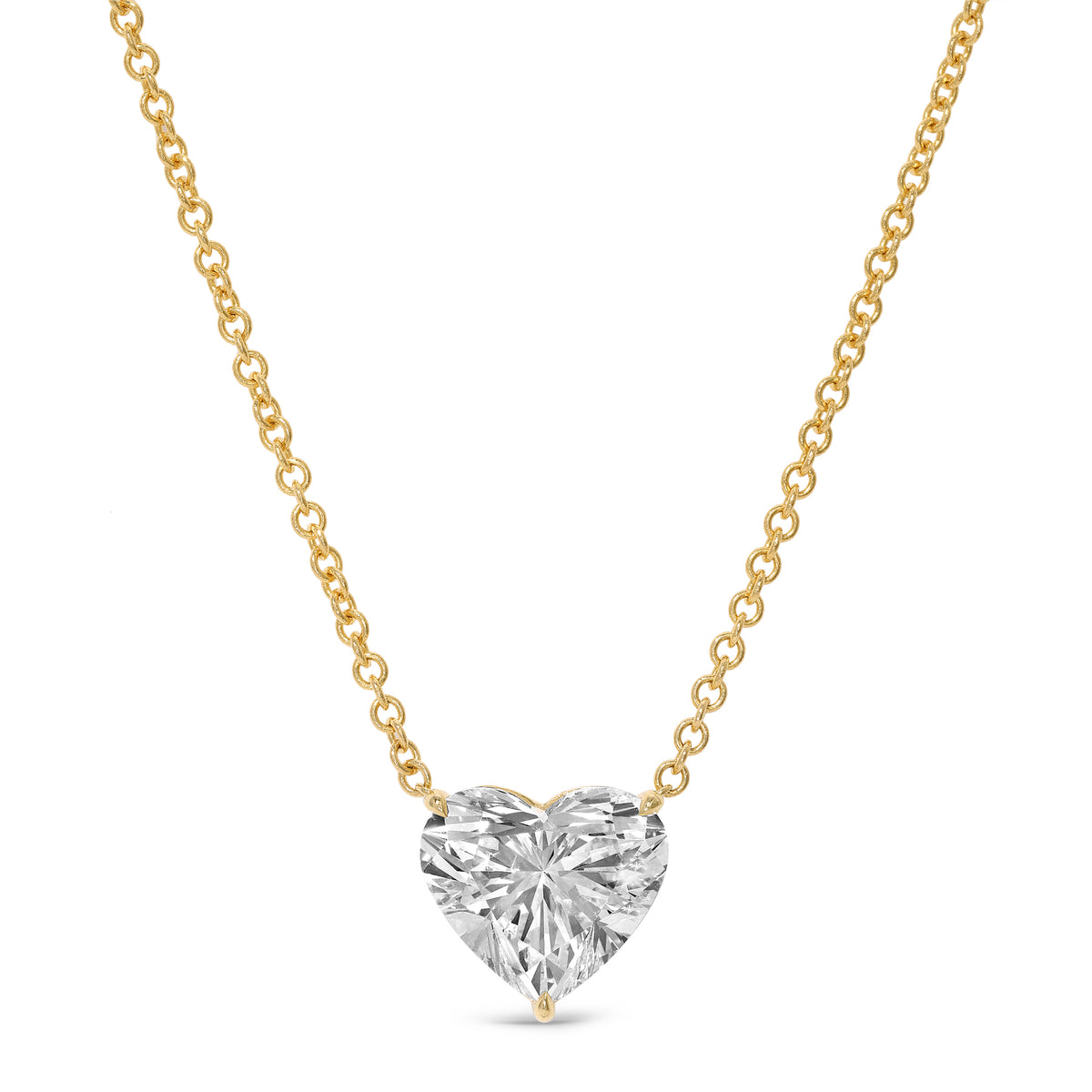5.06ct Lab Grown Diamond Heart Necklace Set in 14KT Yellow Gold