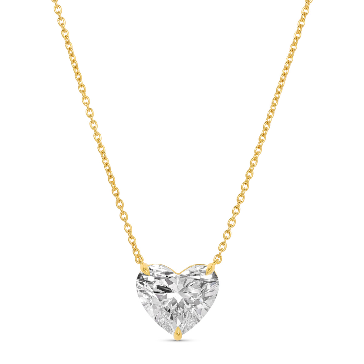 10.05ct Lab Grown Diamond Heart Charm Necklace Set in 18KT Yellow Gold