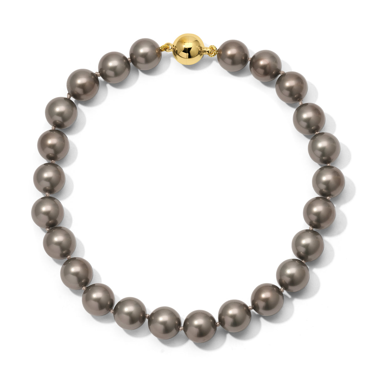 14mm Dark Grey Shell Pearl Necklace - 15.5 in.