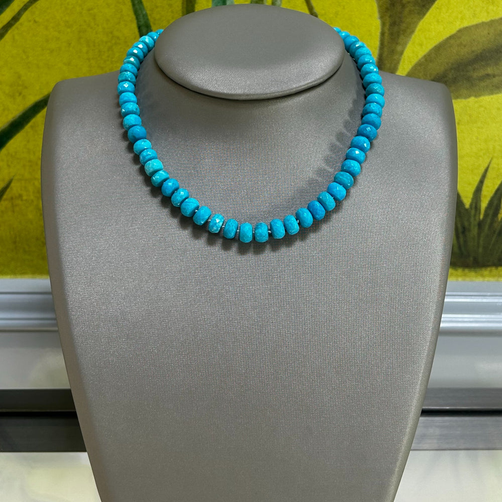 Faceted Turquoise Rondelle Necklace