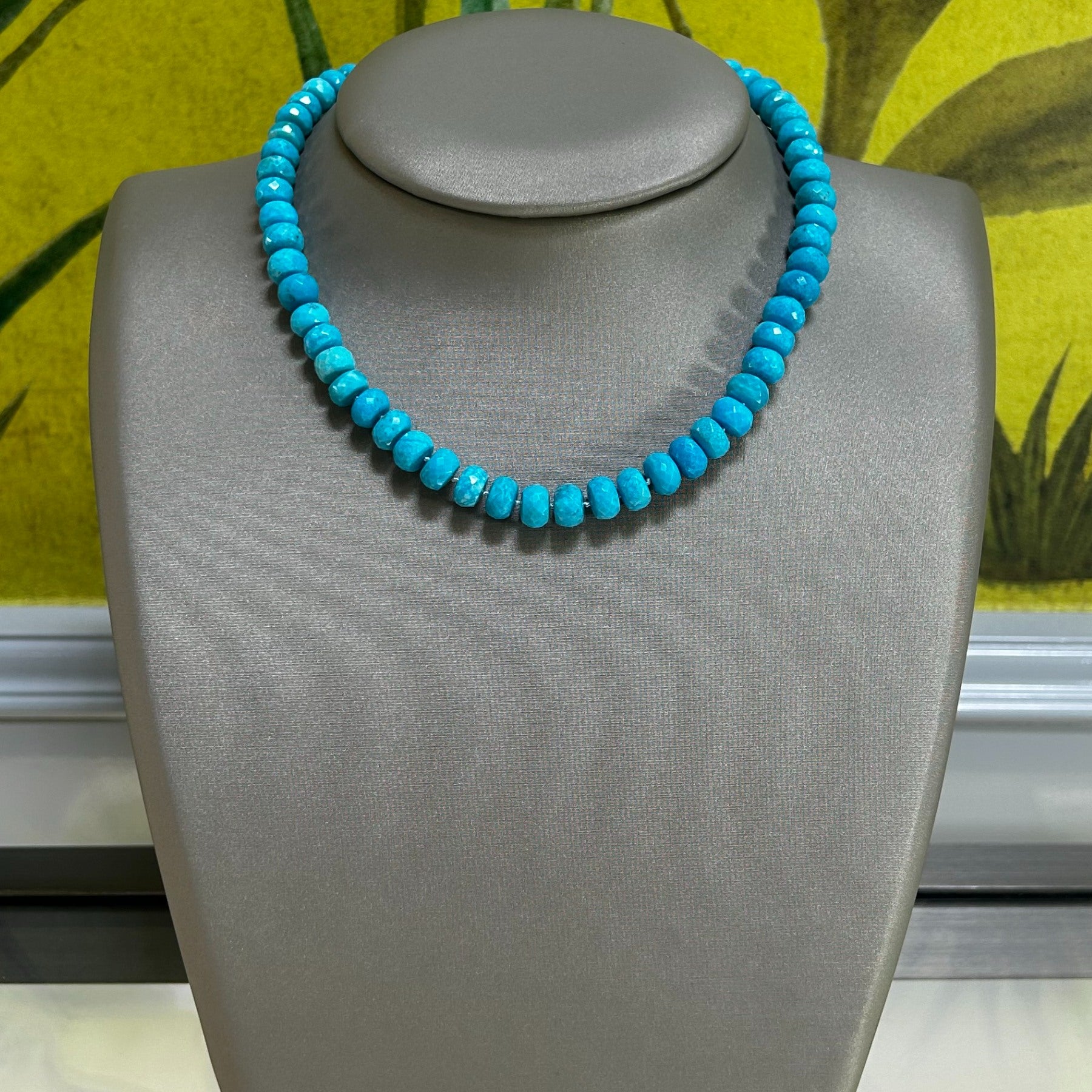 Faceted Turquoise Rondelle Necklace