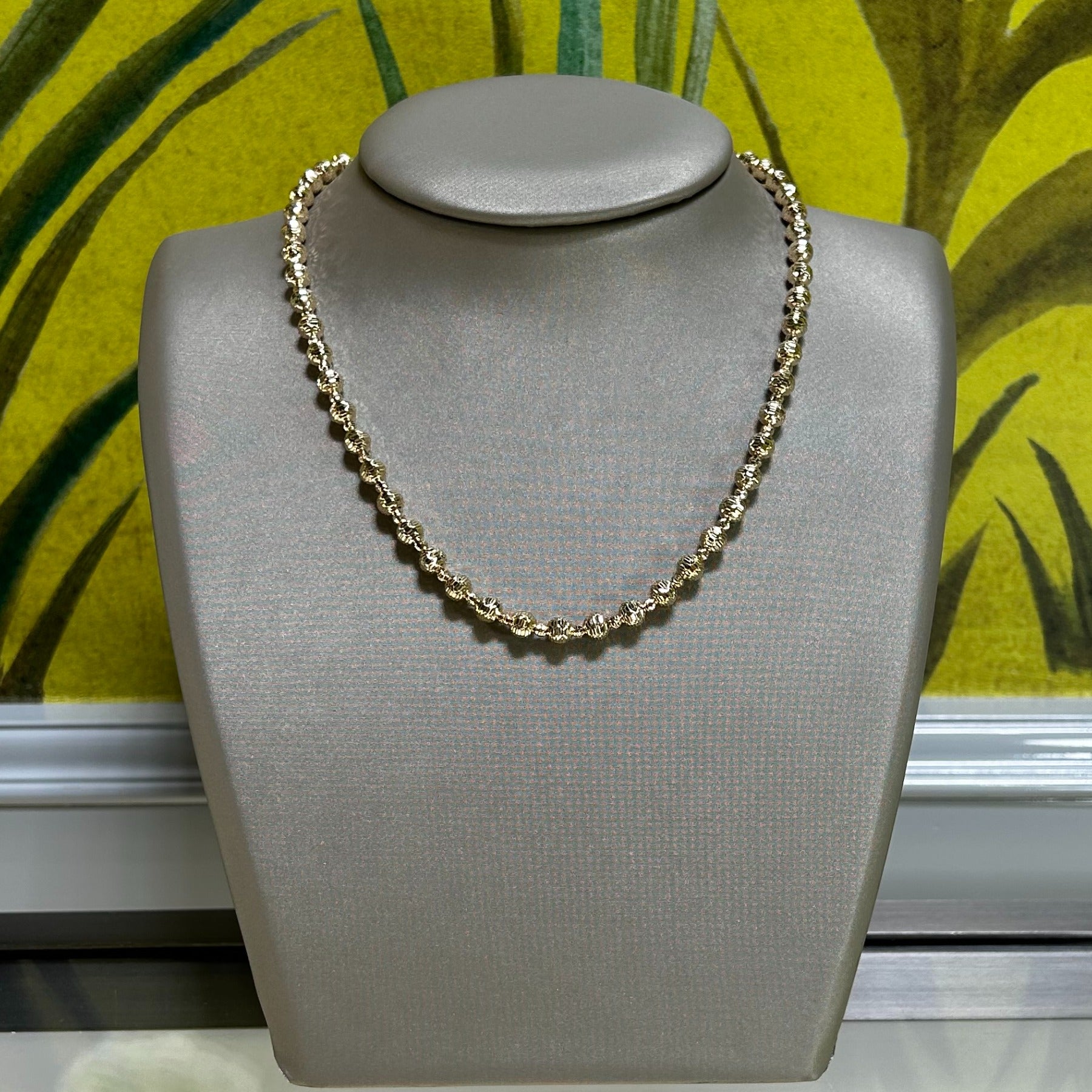 14KT Yellow Gold Jaclyn Faceted Ball Chain Link Necklace