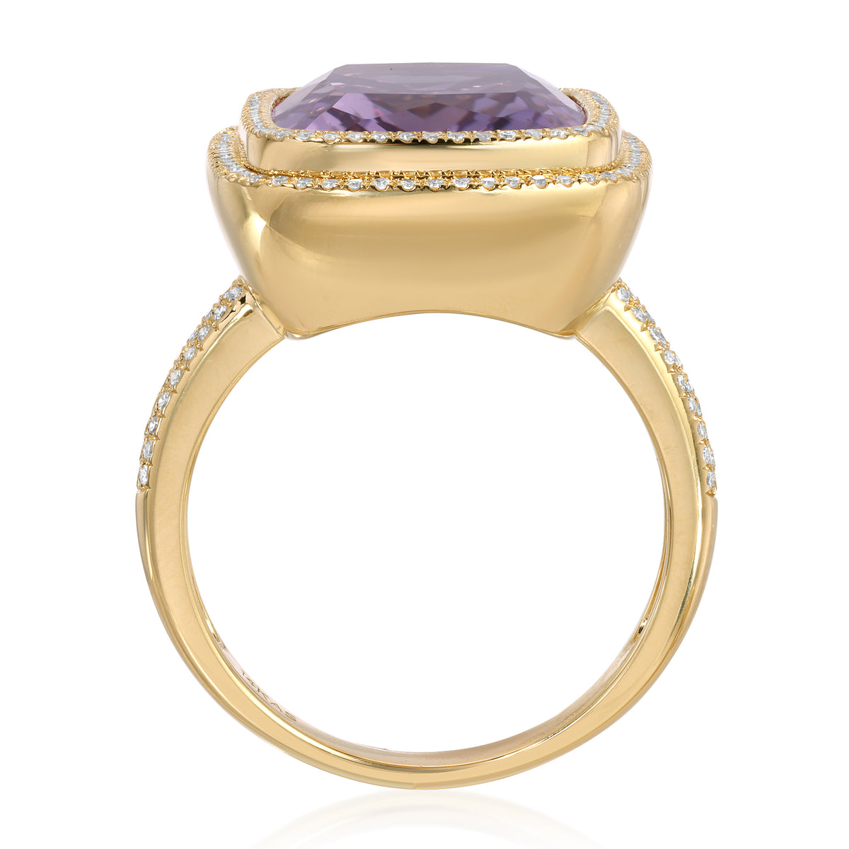 14KT Yellow Gold Amethyst Diamond Violette Prism Ring