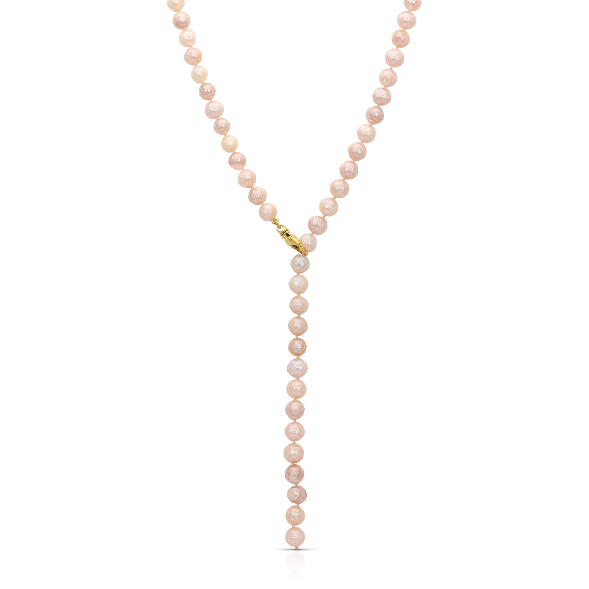 Faceted Rose Pink Pearl Lariat Necklace