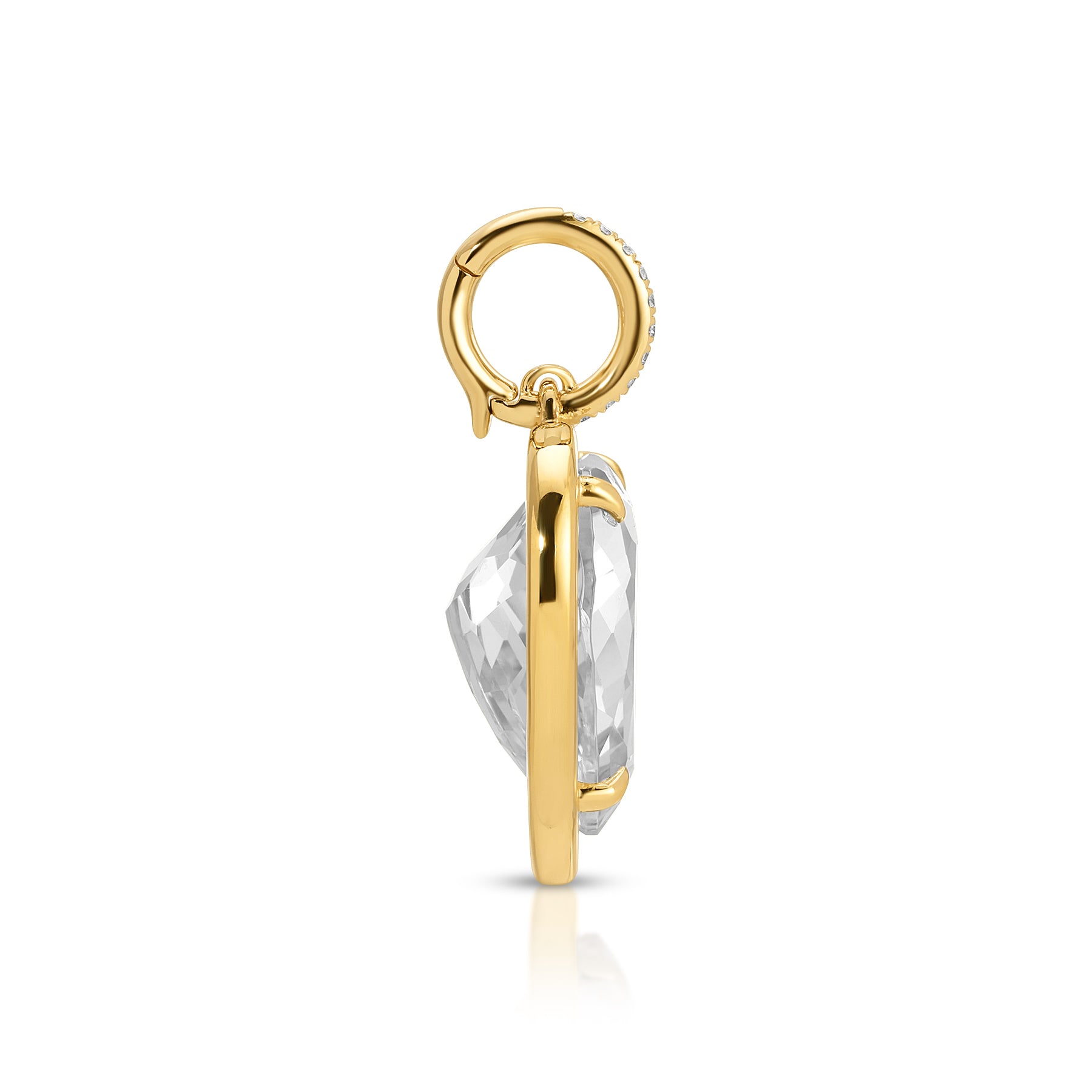 14KT Yellow Gold White Topaz Diamond Heart Charm