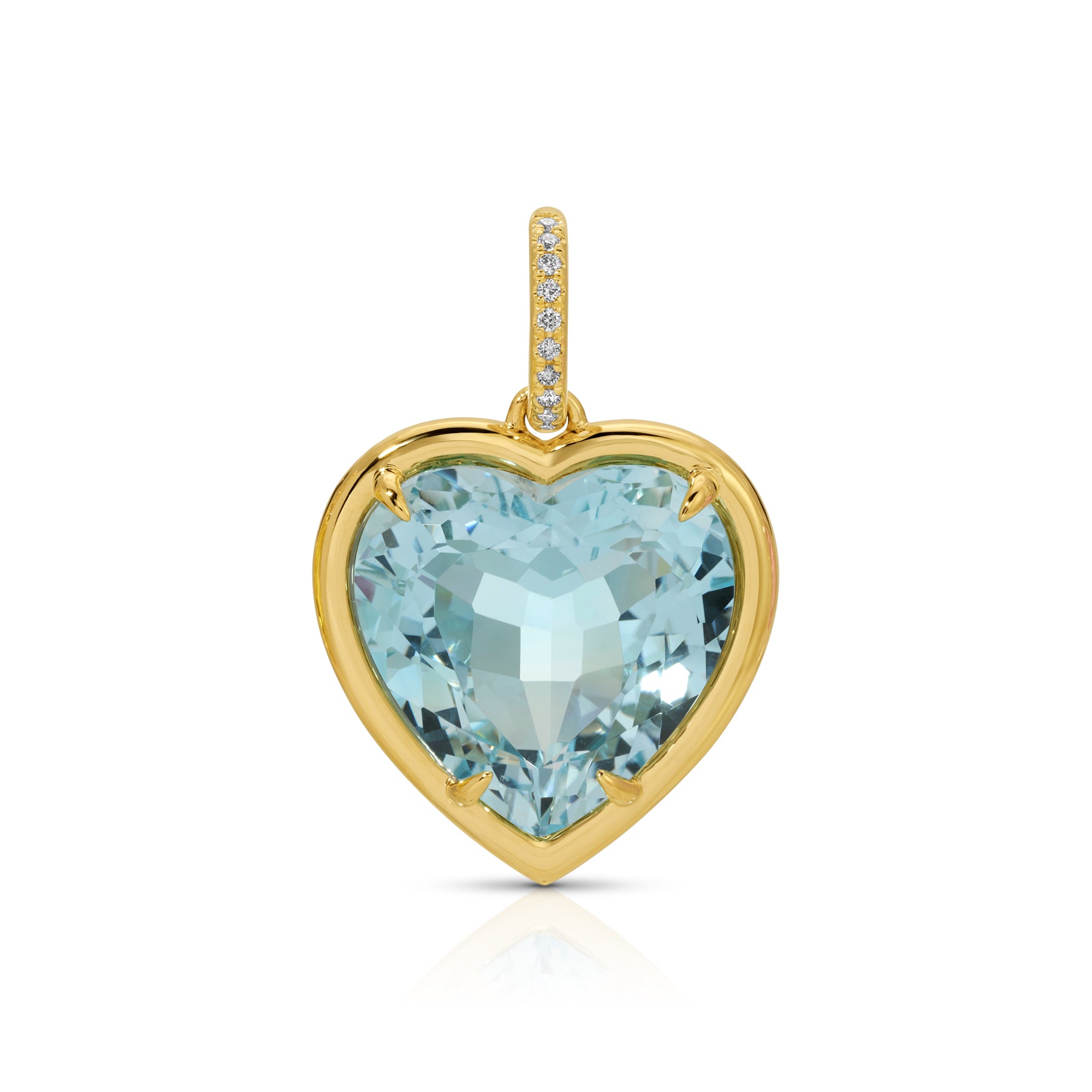 14KT Yellow Gold Blue Topaz Diamond Heart Charm