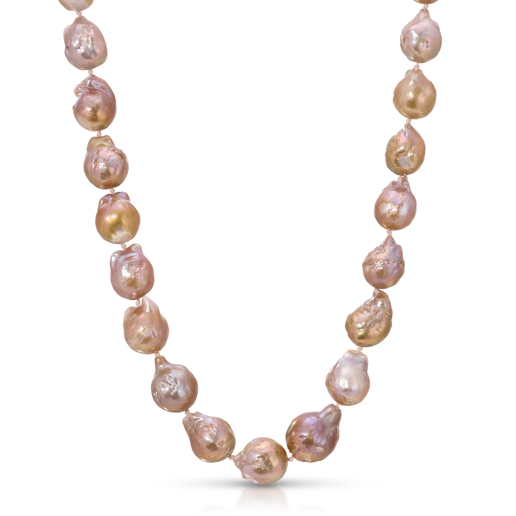 Medium Gold & Pink Baroque Freshwater Pearl Necklace