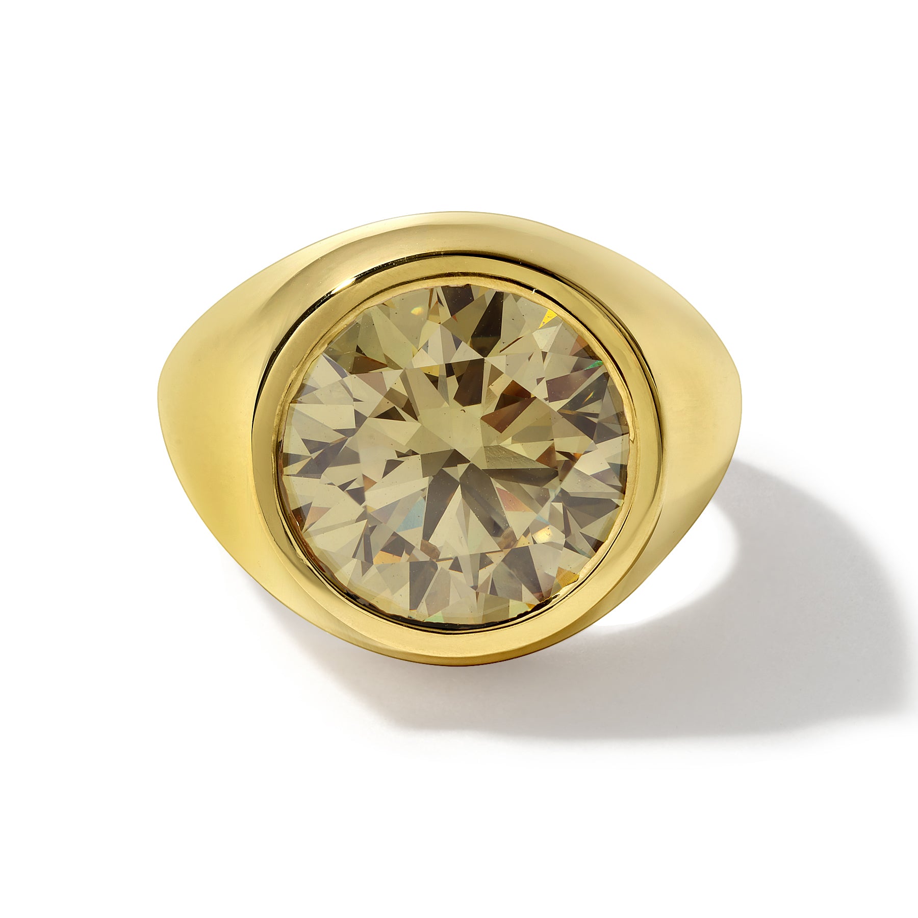 5ct Round Cut Yellow Lab Grown Diamond Ring Set in 18KT Yellow Gold