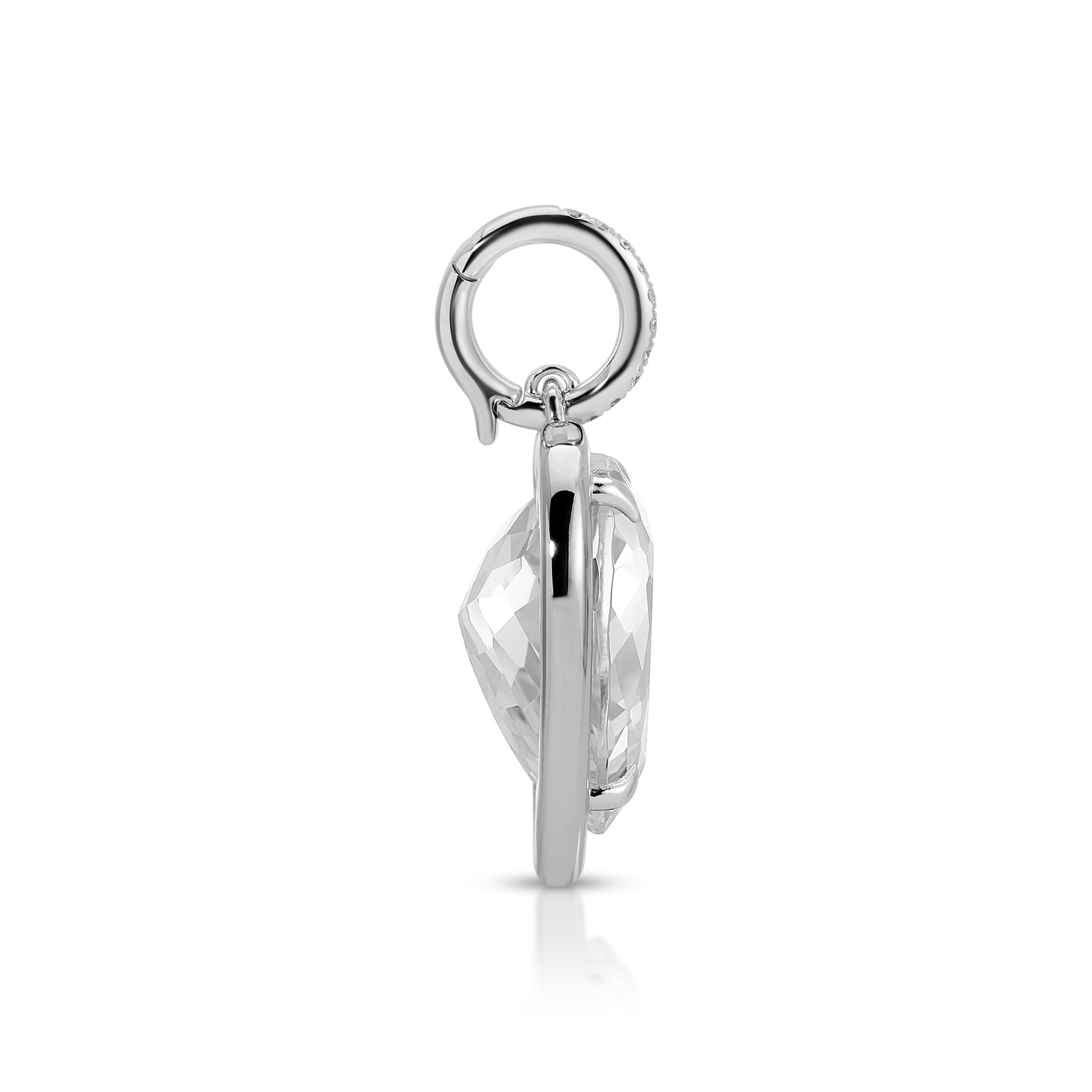 14KT White Gold White Topaz Diamond Heart Charm