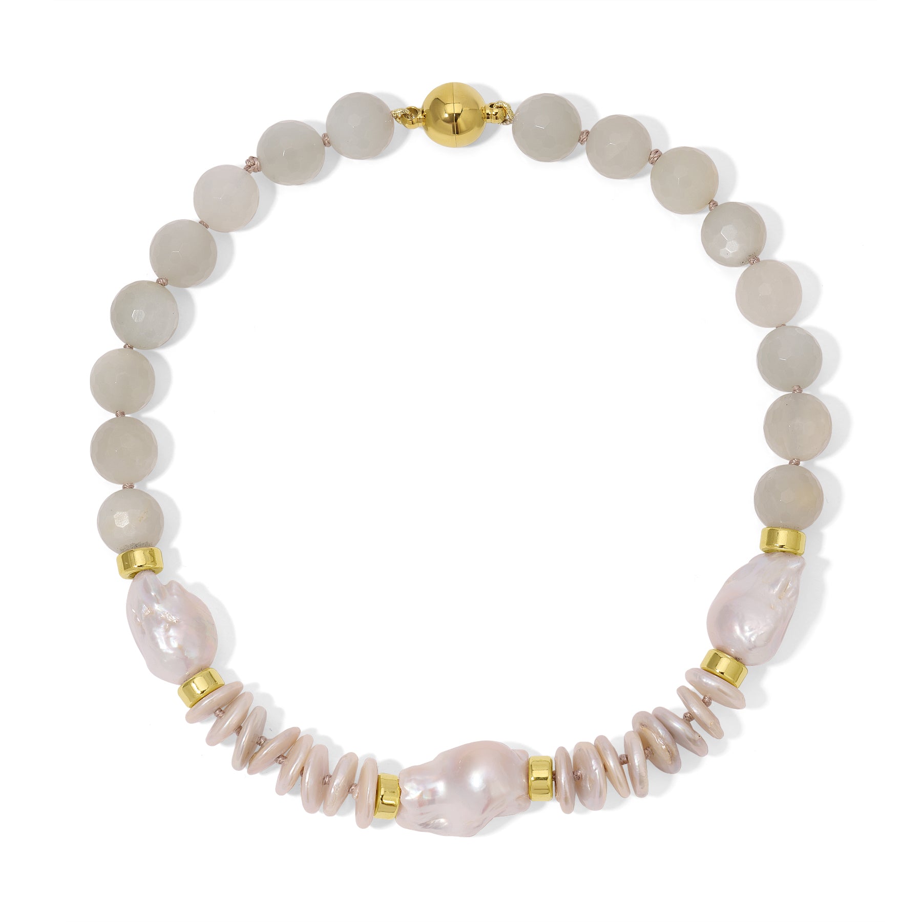 White Coin Pearl Baroque Pearl Moonstone Kristin Necklace