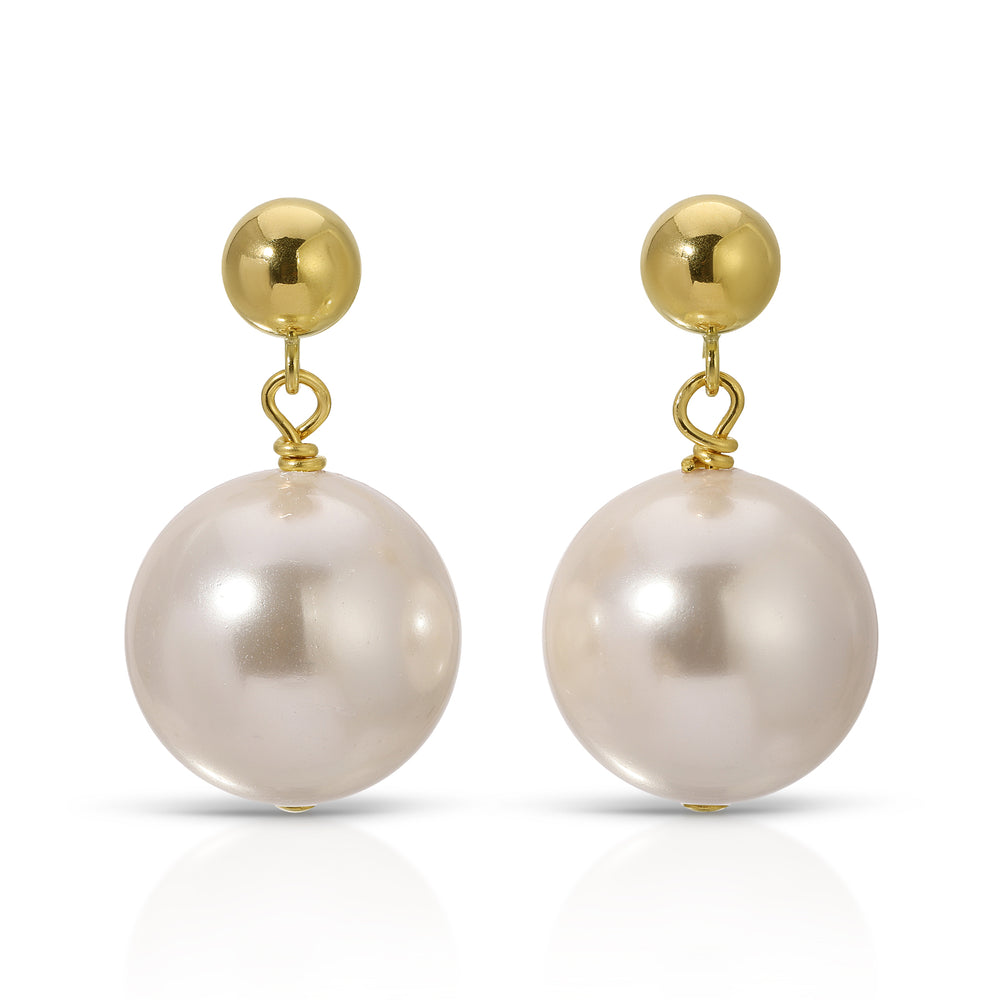 White Shell Pearl Drop Earrings