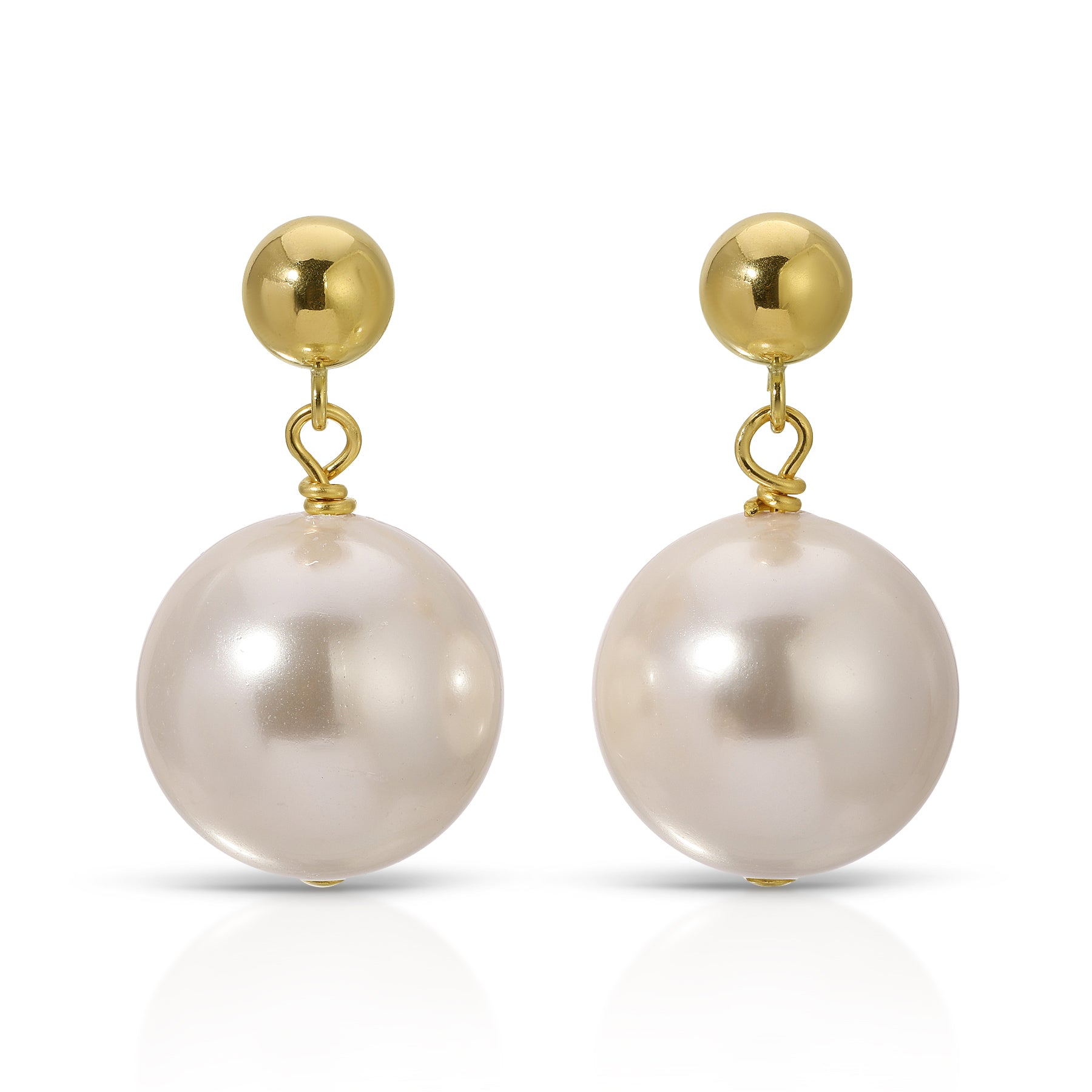 White Shell Pearl Drop Earrings