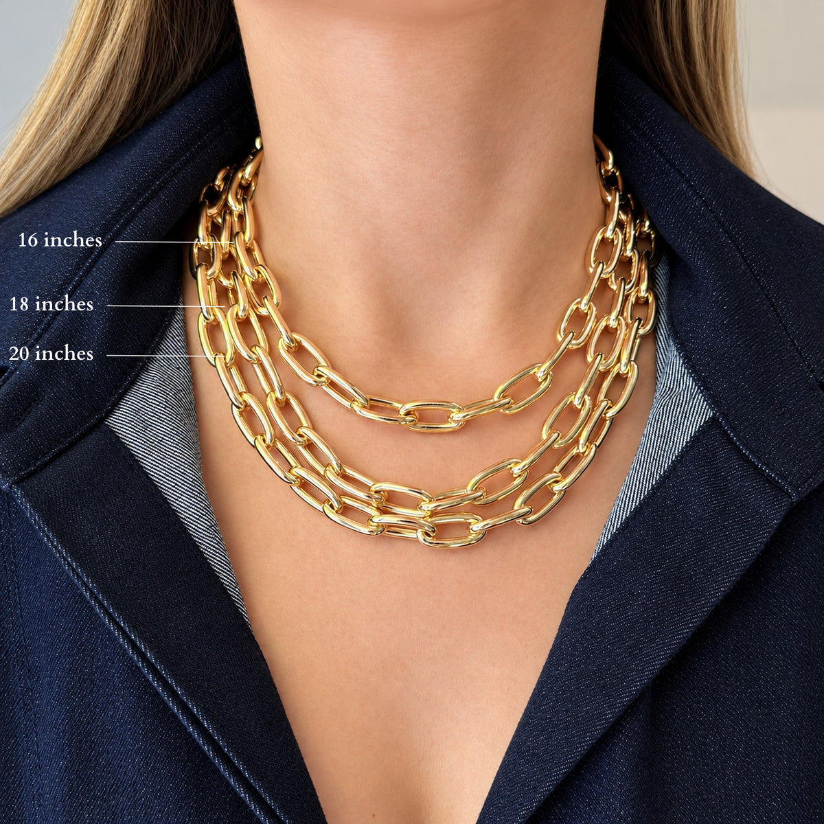 Milano Chain Link Necklace lengths