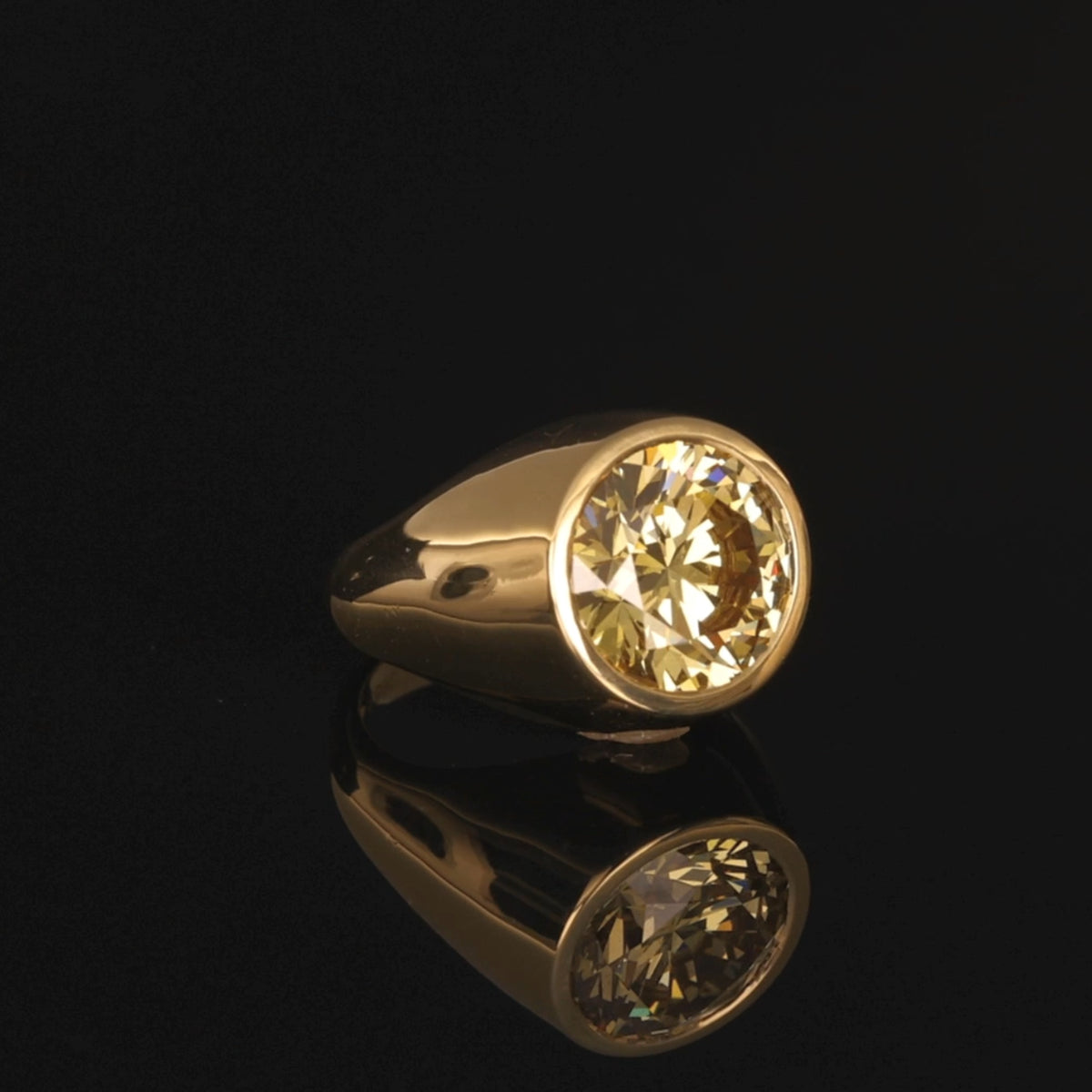 5ct Round Cut Yellow Lab Grown Diamond Ring Set in 18KT Yellow Gold