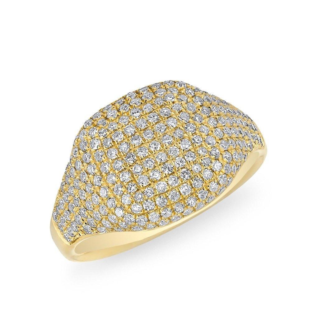 14KT Yellow Gold Diamond Cushion Pinkie Ring
