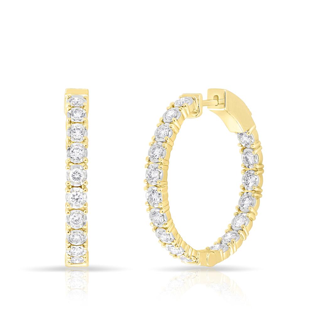 14KT Yellow Gold Diamond Small Bella Hoop Earrings