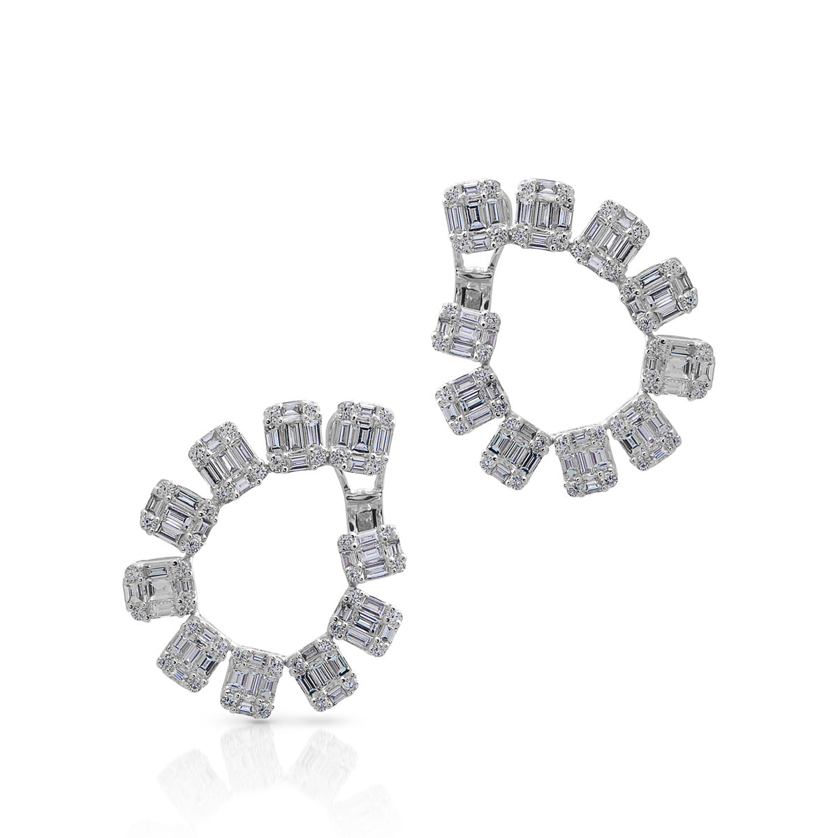 14KT White Gold Baguette Diamond Marcela Earrings
