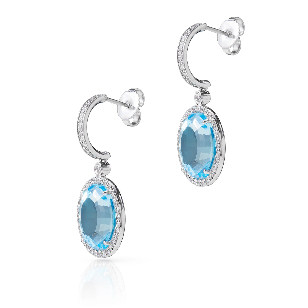 18KT White Gold Blue Topaz Diamond Adelina Earrings