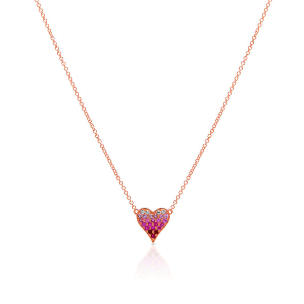 14kt Rose Gold Pink Sapphire Diamond Heart Charm Pendant | Anne Sisteron