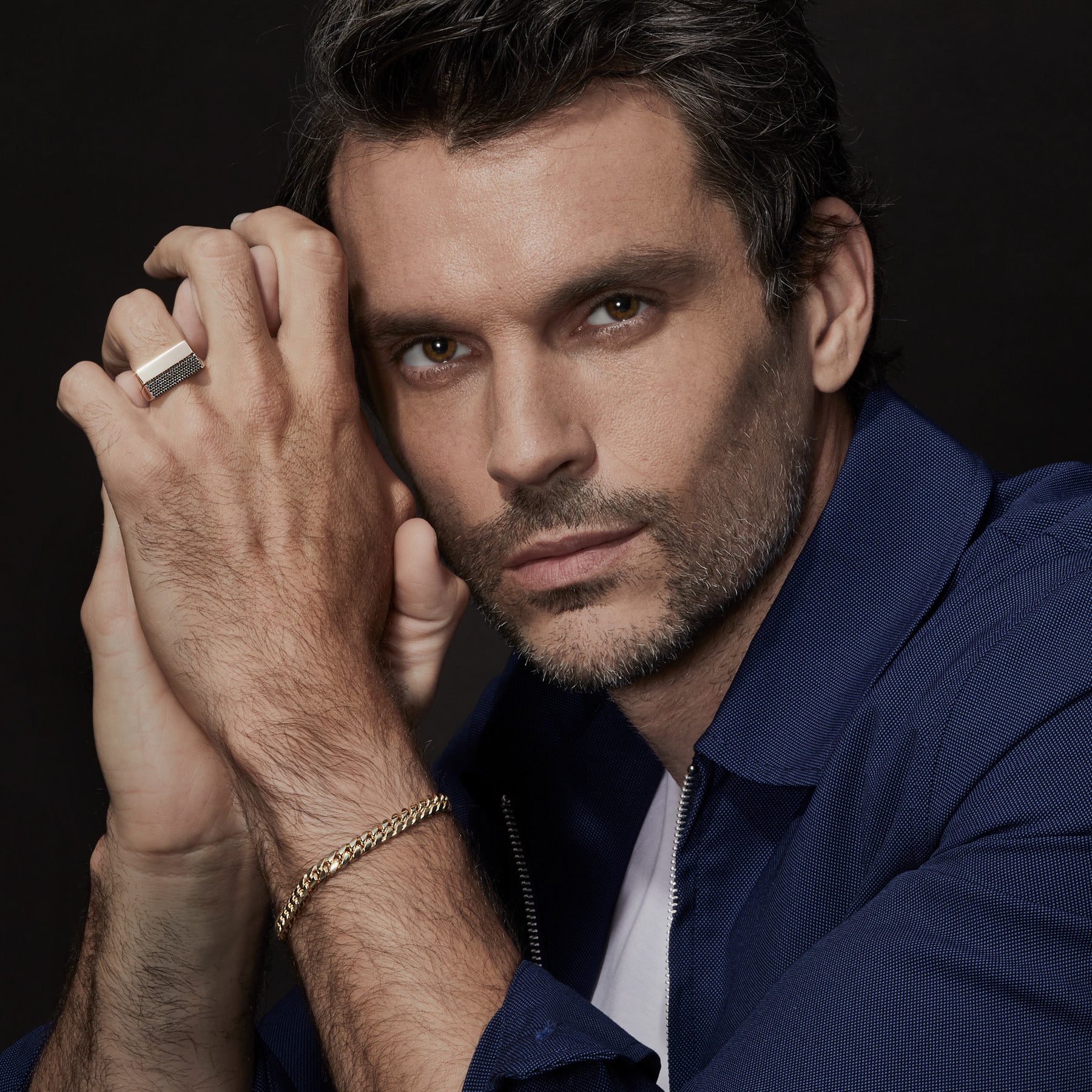 Model wearing 14KT Yellow Gold Billie Ring