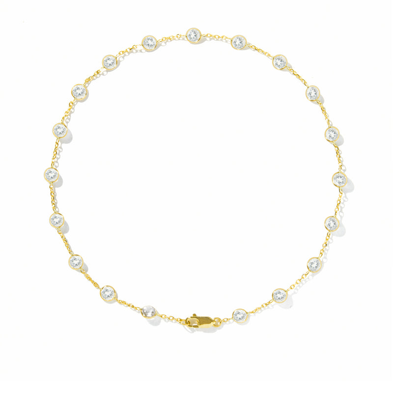 14KT Yellow Gold Precious Topaz Anklet