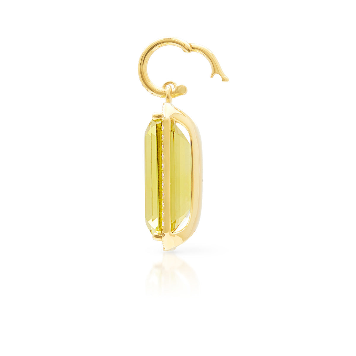 18KT Yellow Gold Diamond Lemon Quartz Luxe Jolly Charm Pendant with Diamond Clip on Bail