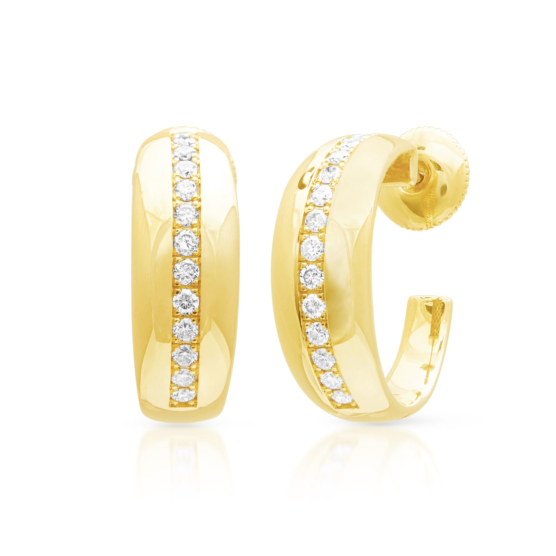 14KT Yellow Gold Diamond Madison Hoop Earrings