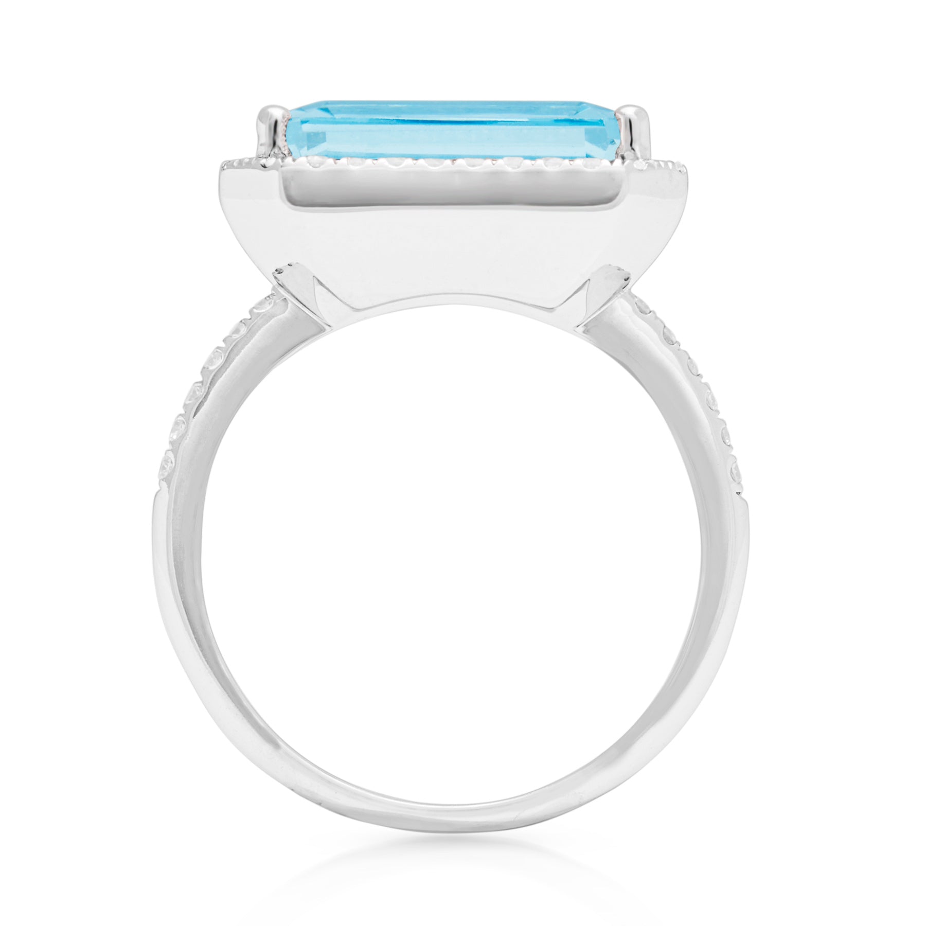 14KT White Gold Aquamarine Diamond Ring