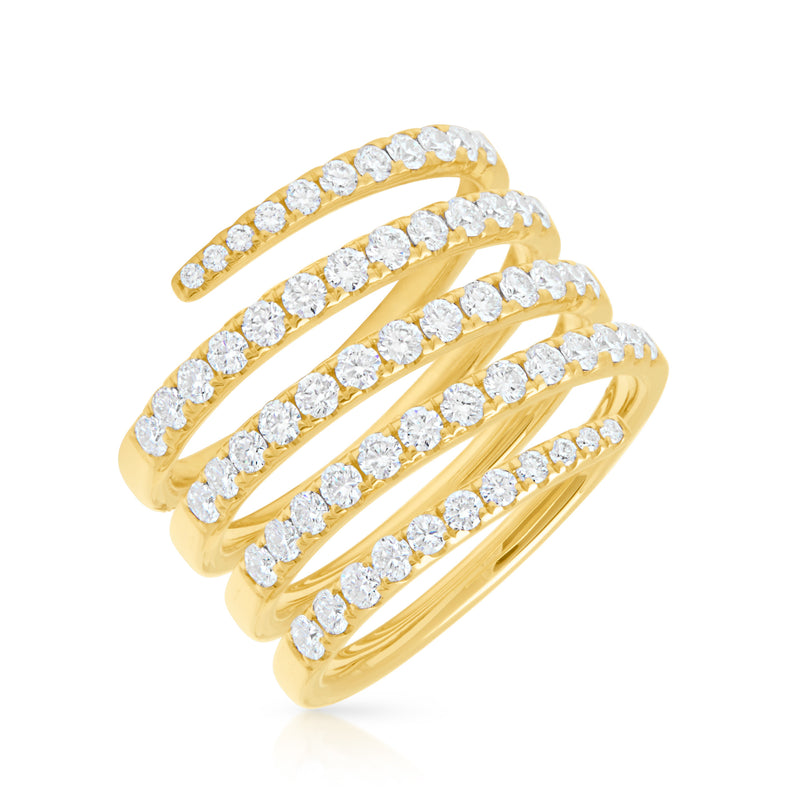 14KT Yellow Gold Diamond Spiral Ring