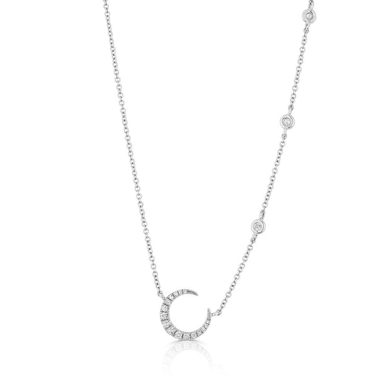 14KT White Gold Diamond Mini Lunar Necklace
