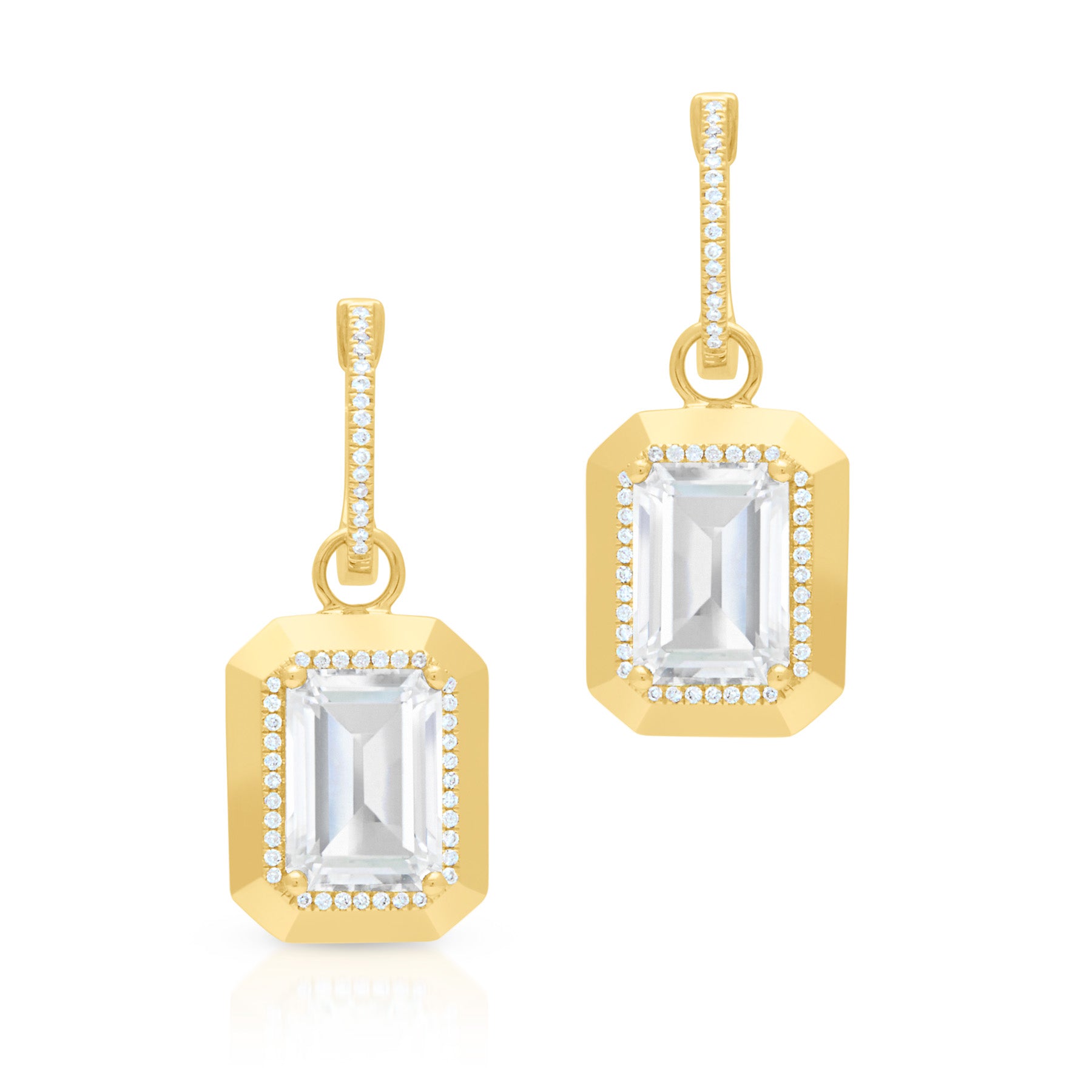 14KT Yellow Gold Topaz Diamond Marabel Earrings