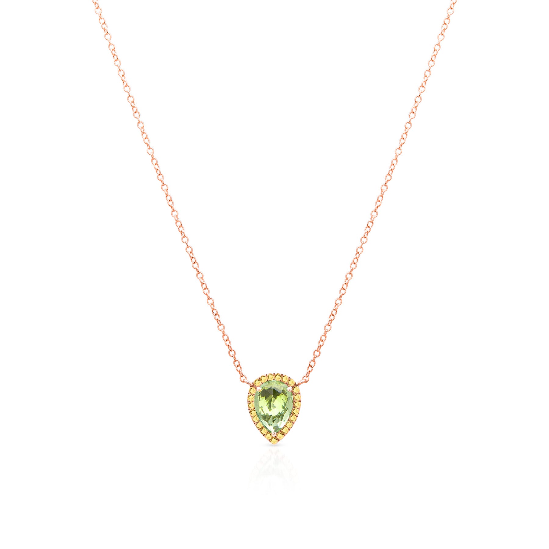 14KT Rose Gold Green Amethyst Yellow Sapphire Sophie Necklace