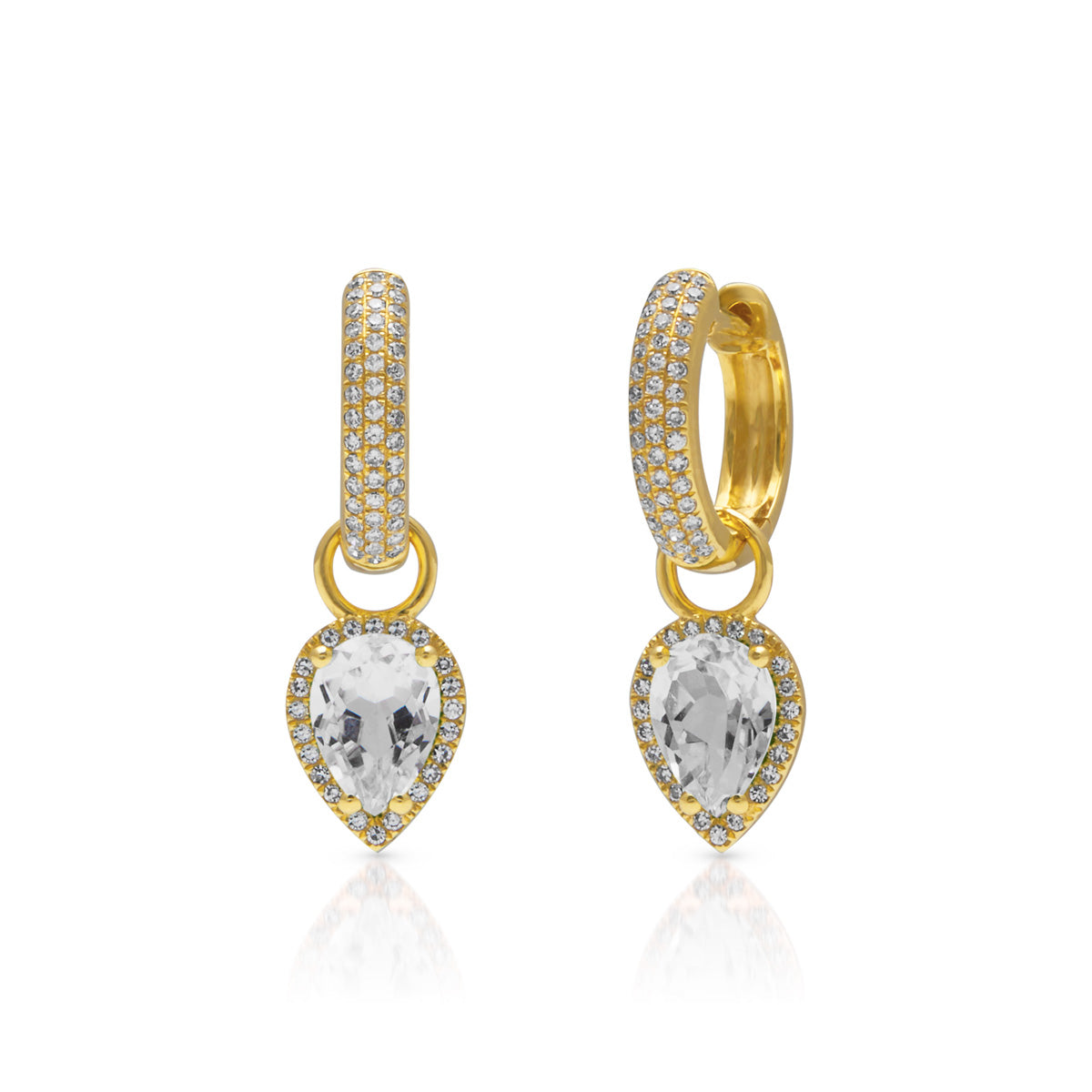 18KT Yellow Gold White Topaz Diamond Brooklyn Earrings