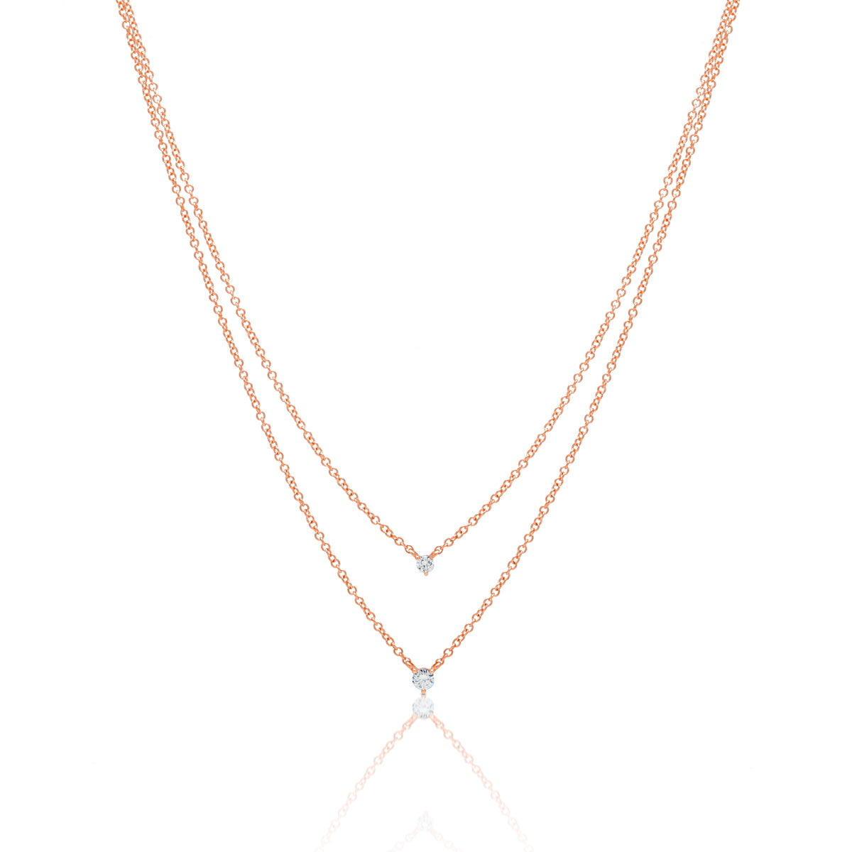 14KT Rose Gold Diamond Double Layer Dahlia Necklace