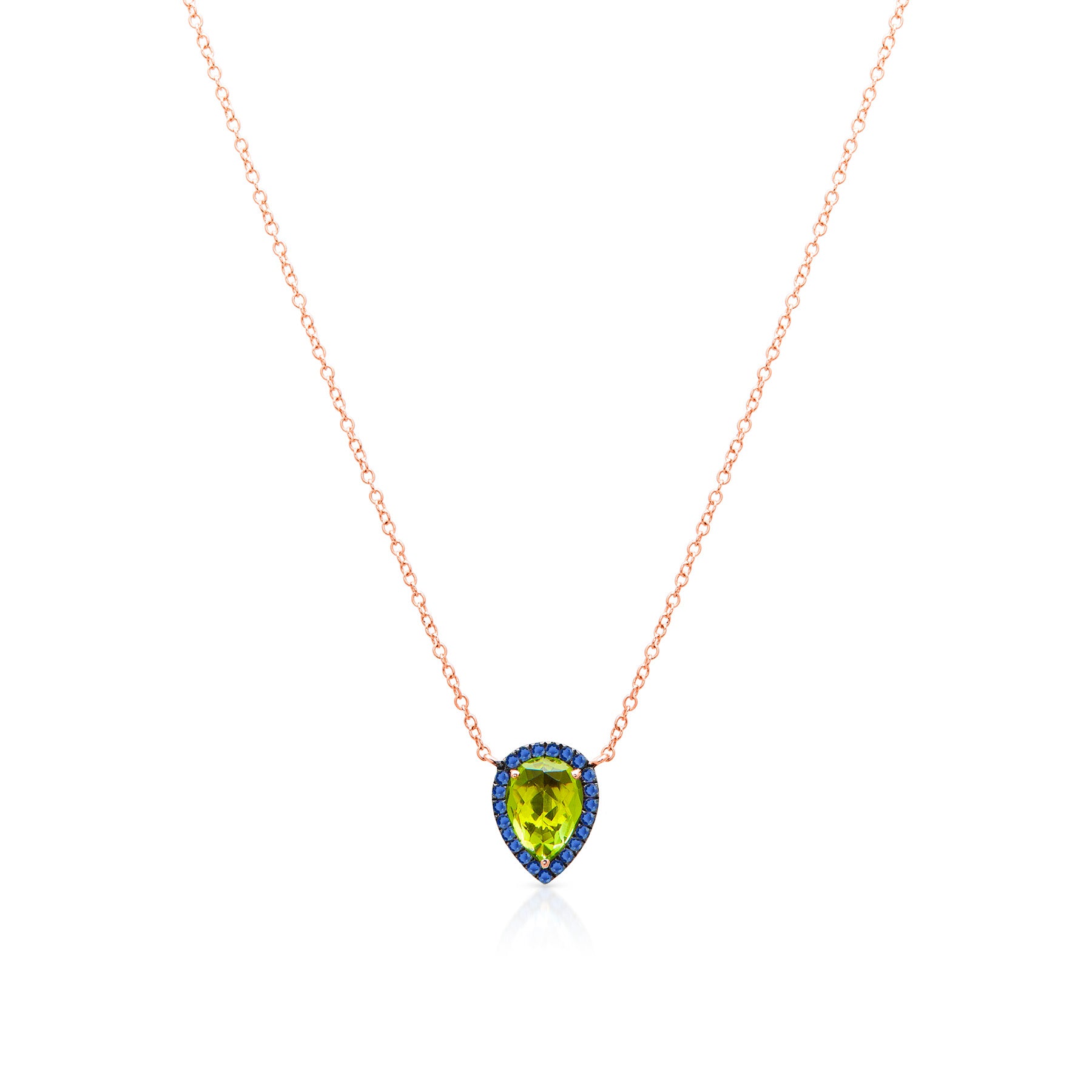 14KT Rose Gold Peridot Blue Sapphire Sophie Necklace