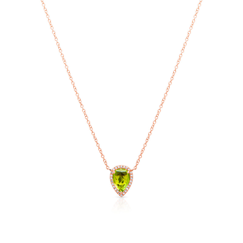 14KT Rose Gold Peridot Diamond Sophie Necklace