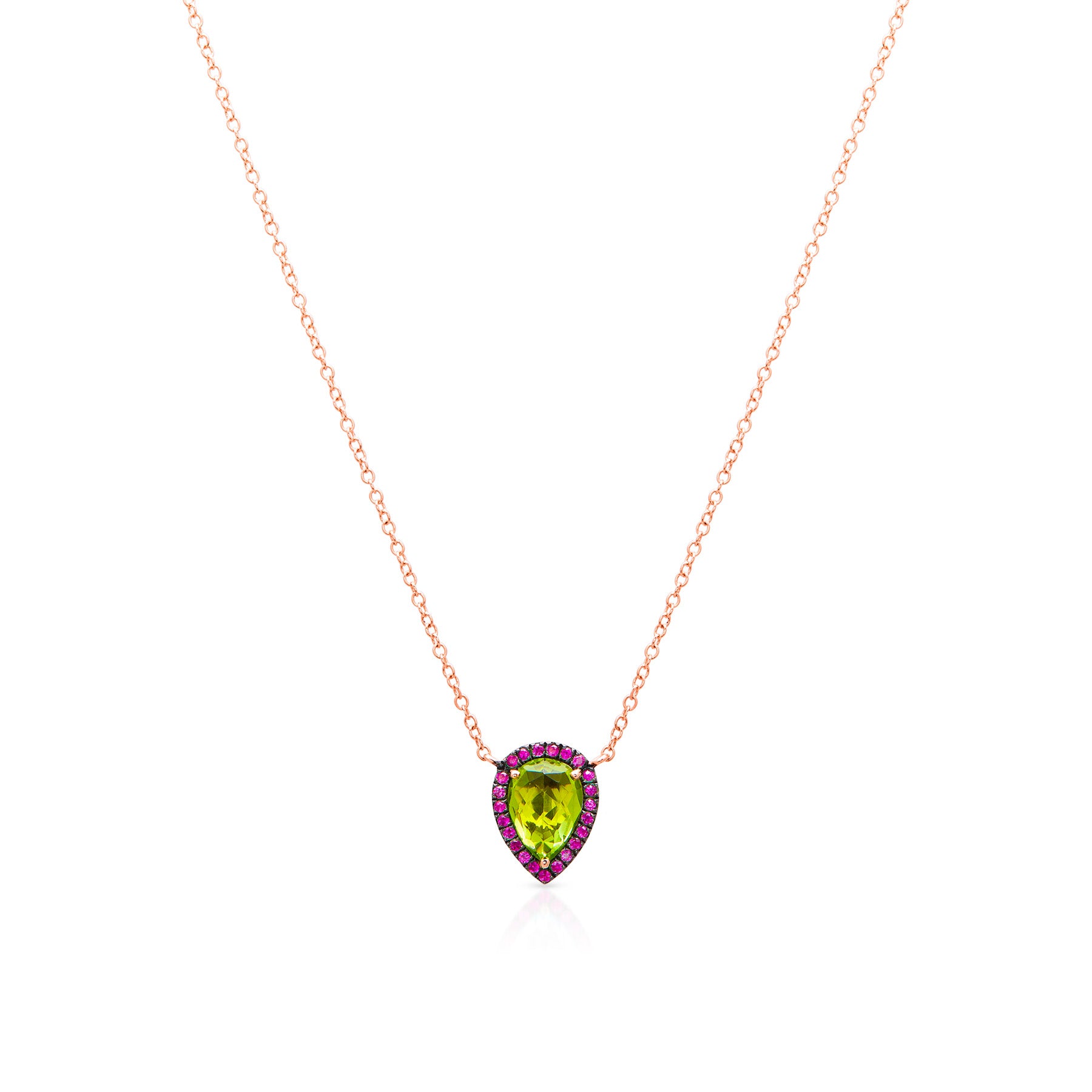 14KT Rose Gold Peridot Pink Sapphire Sophie Necklace