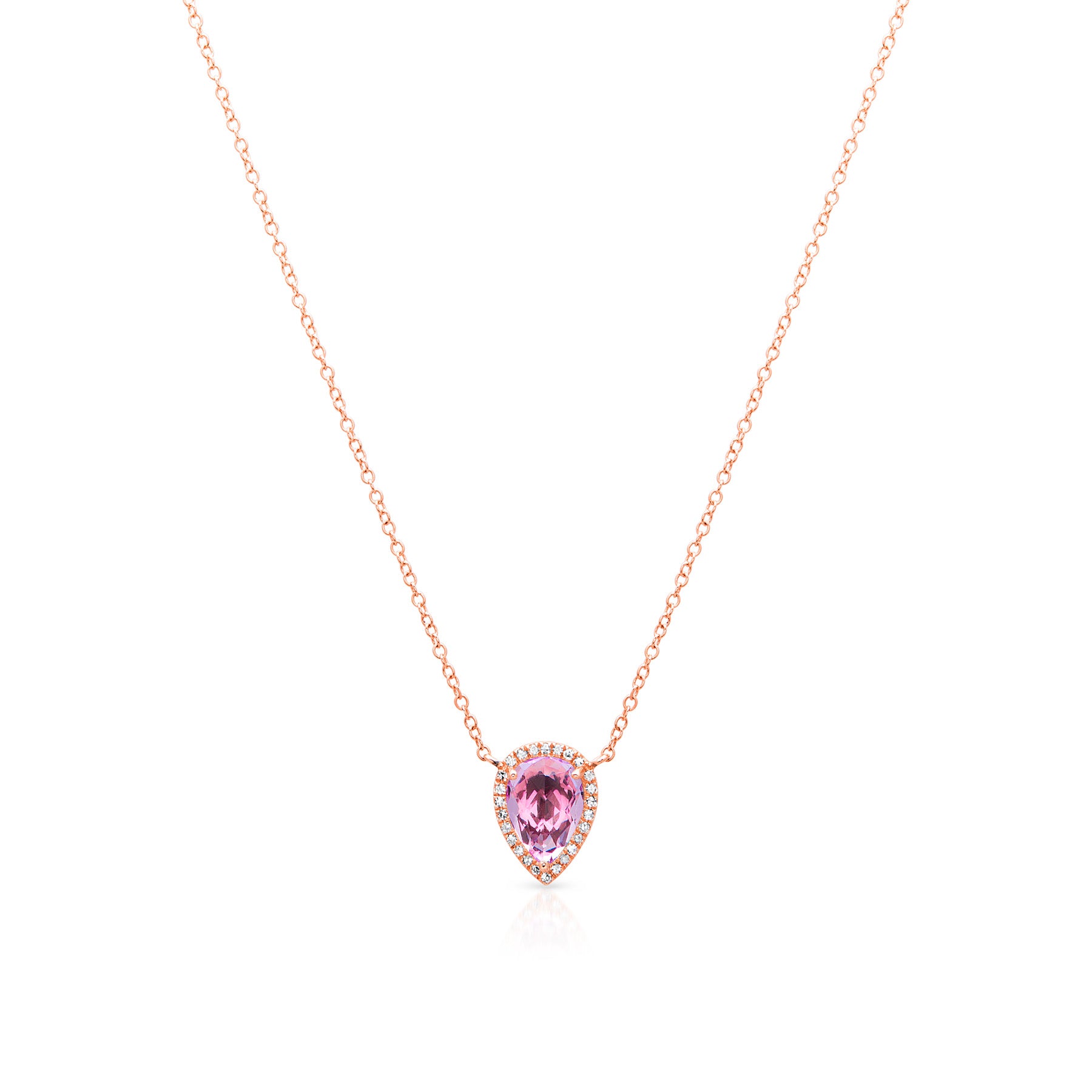 14KT Rose Gold Pink Amethyst Diamond Sophie Necklace