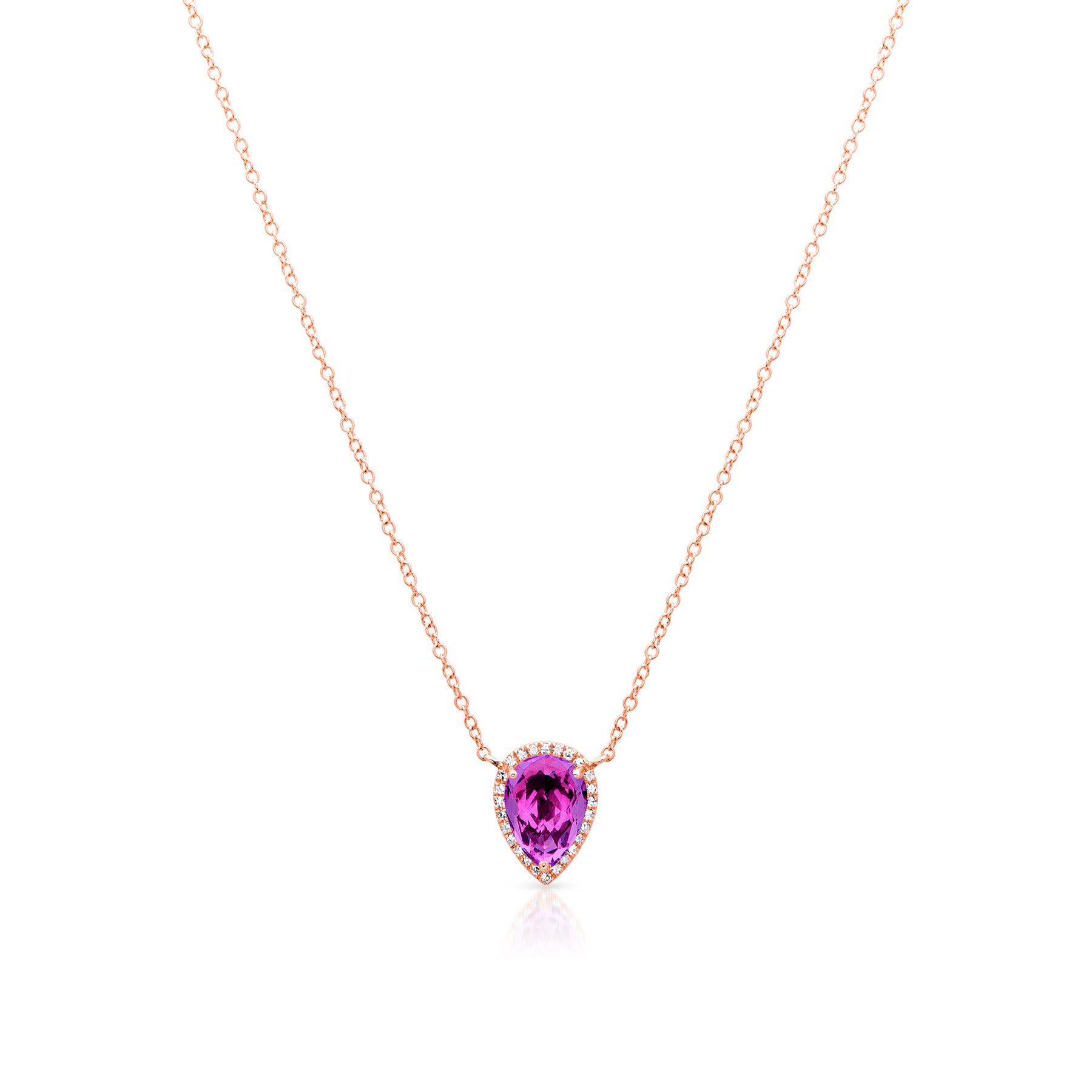 14KT Rose Gold Purple Amethyst Diamond Sophie Necklace
