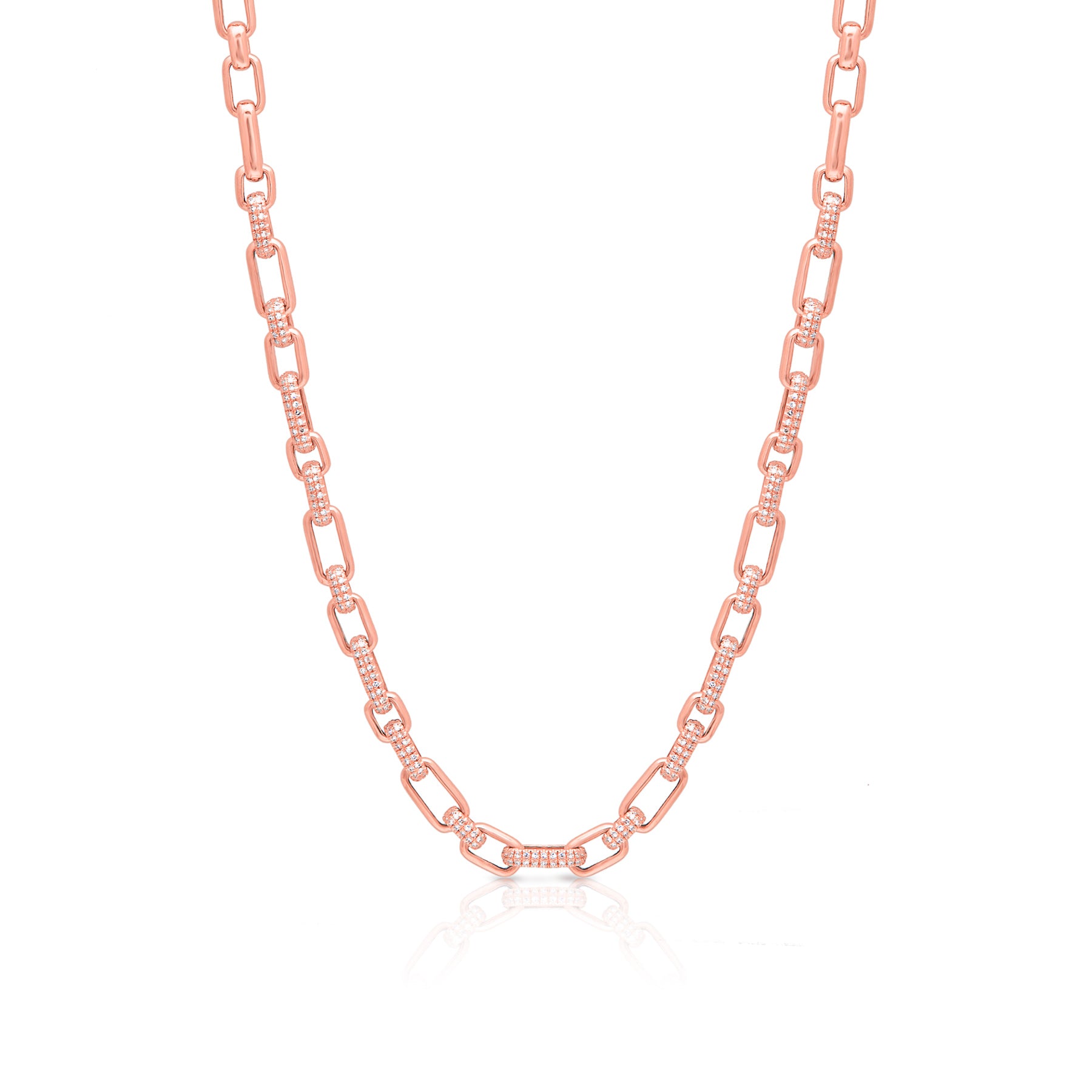 14KT Rose Gold Diamond Lara Chain Link Necklace