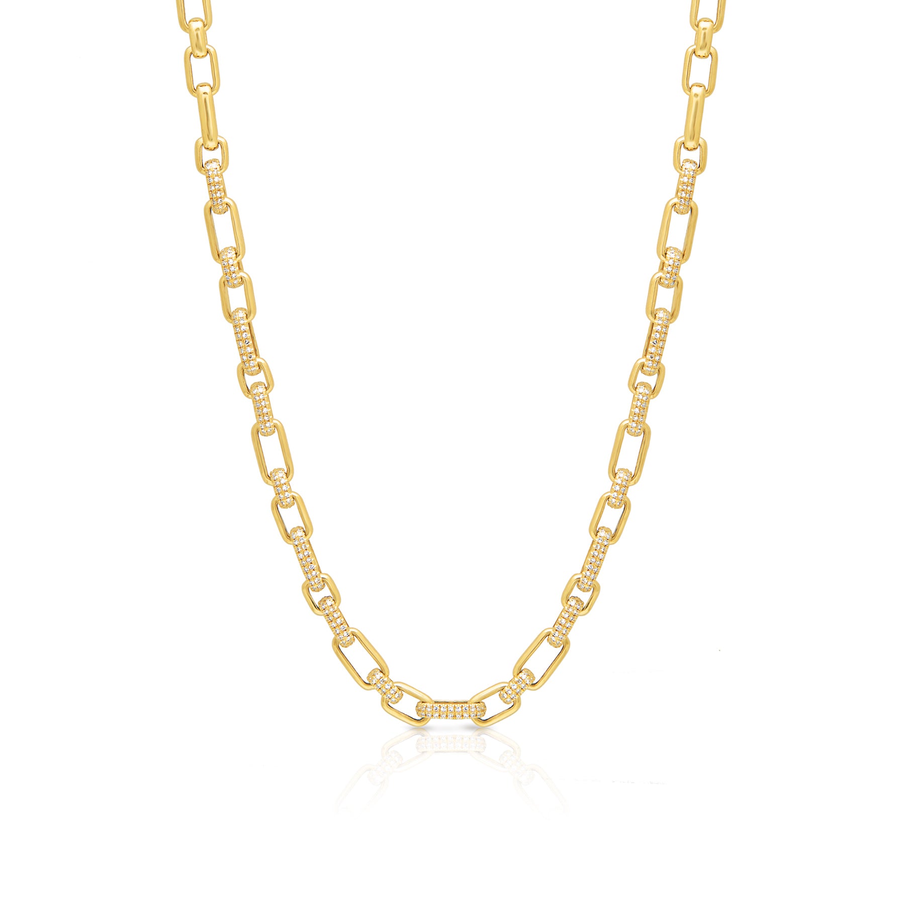 14KT Yellow Gold Diamond Lara Chain Link Necklace