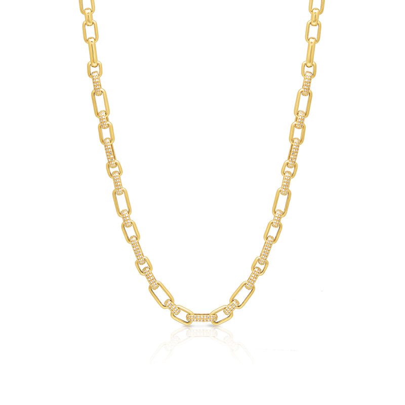14KT Yellow Gold Diamond Lara Chain Link Necklace