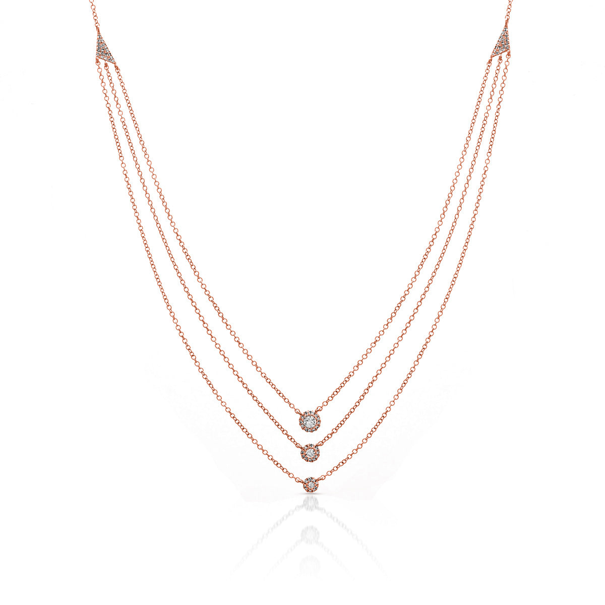 14KT Rose Gold Diamond Triple Layer Mikaila Necklace