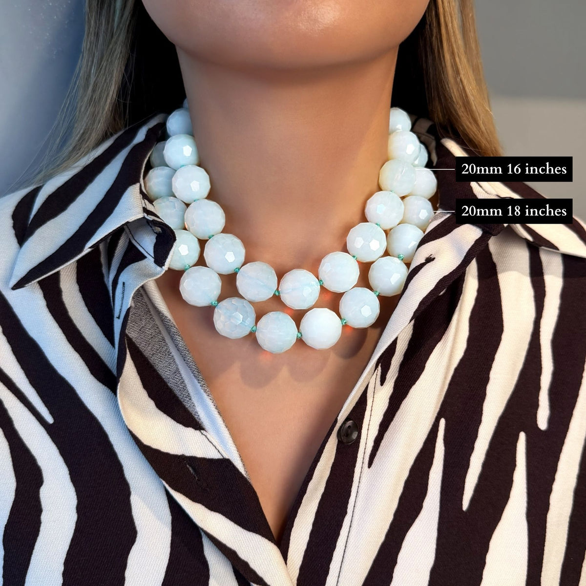 20mm Faceted Opalite Necklace